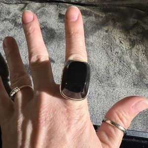 Sterling Silver With large Black onyx stone - Great condition- Size 7